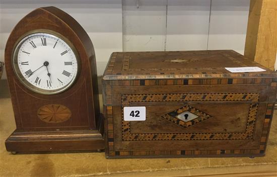 Inlaid mantel clock & inlaid box